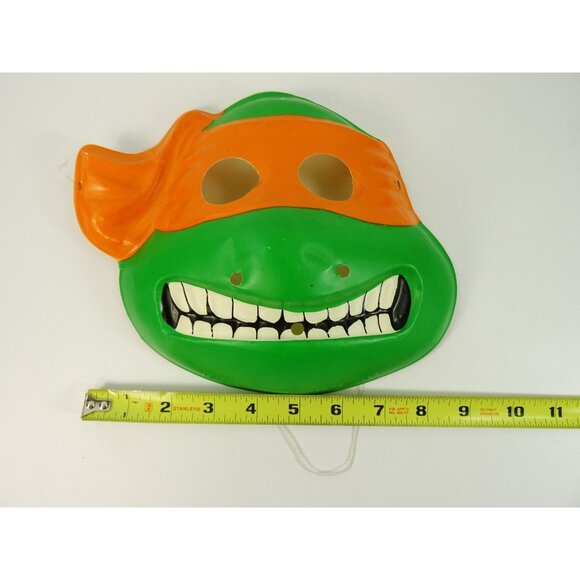 Vtg 1988 TMNT Teenage Mutant Ninja Turtles Halloween Costume Mask Michaelangelo - Picture 8 of 11
